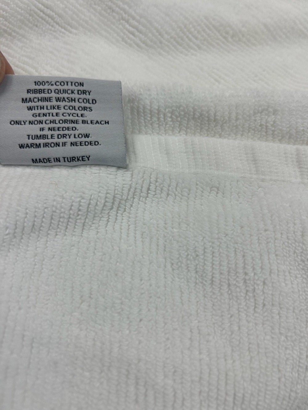 QUINCE Turkish Ribbed Quick Dry Bath Towels White 7566 - Picture 7 of 9
